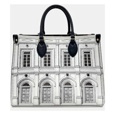 Louis Vuitton Black White PVC Fornasetti Architetura On The Go MM Bag