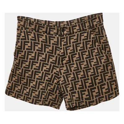 Fendi Kids Brown Zucca Pattern Jacquard Knit Shorts Yrs