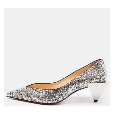 Christian Louboutin Silver Suede Galaxister Strass Pumps Size