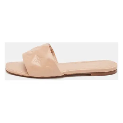 Louis Vuitton Light Pink Monogram Embossed Leather Revival Flat Slides Size