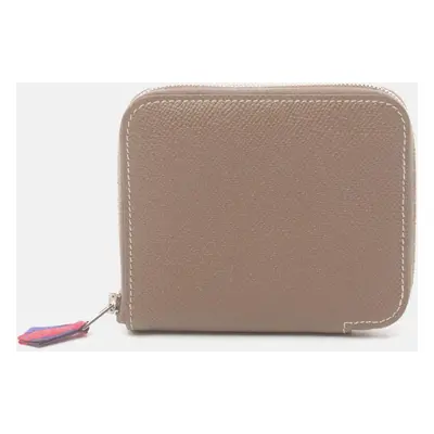 Hermes Azap Compact Silk In Wallet Brown Brown Leather