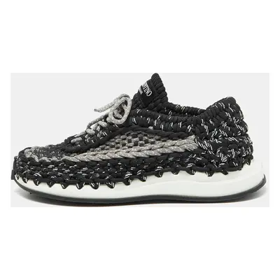 Valentino Black/Grey Crochet Low Top Sneakers Size