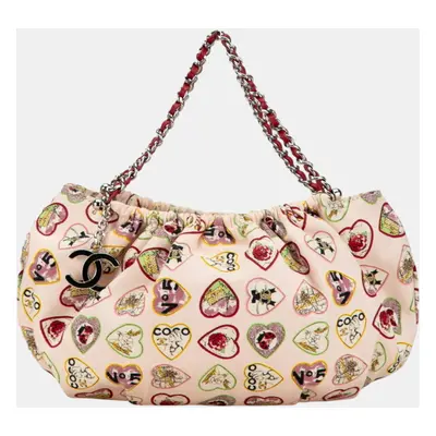 Chanel Pink Red Multicolor Canvas Valentine Day Coco Mark Chain Handbag