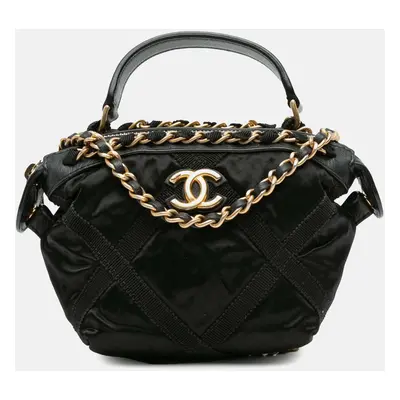 Chanel Black Nylon Grosgrain Lifestyle Clutch with Chain