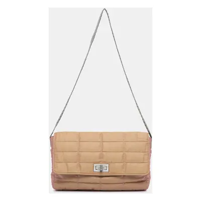 Chanel Beige Fabric and Polyester Reissue 2.55 Iridescent Chocolate Bar Shoulder Bag