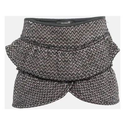 Isabel Marant Silver Zig-Zag Patterned Lurex Knit Mini Skirt