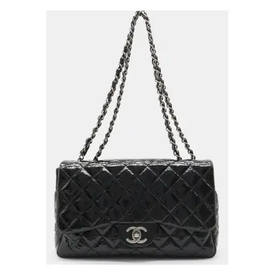 Chanel Black Patent Leather Matelasse Chain Shoulder Bag