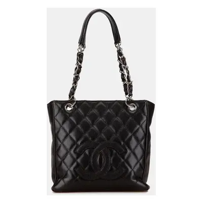 Chanel Black Caviar Leather Chanel Petite Caviar Shopping Tote