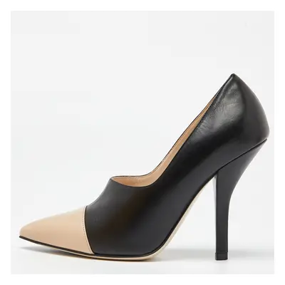 Fendi Black/Beige Leather Pointed Toe Pumps Size