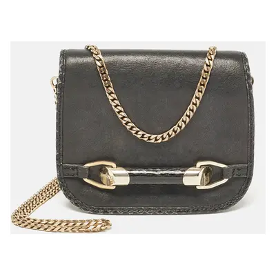 Jimmy Choo Black Leather and Watersnake Leather Trim Zadie Crossbody Bag