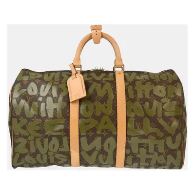 Louis Vuitton Khaki Monogram Graffiti Keepall Duffle bag