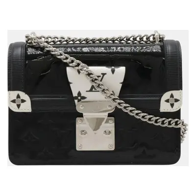 Louis Vuitton Black White Monogram Vernis Winewood PM Chain Shoulder Bag