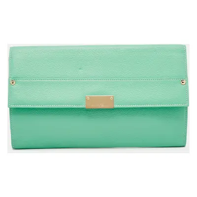 Jimmy Choo Green Leather Reese Clutch