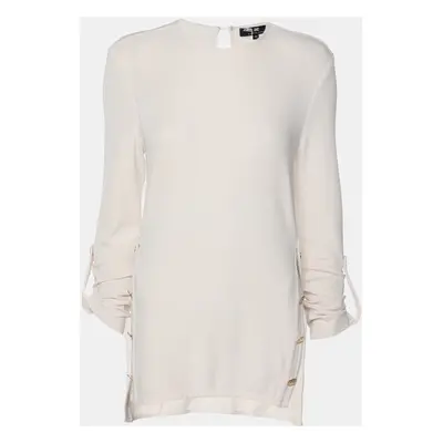 Elisabetta Franchi Cream Knit Fabric Long Sleeve Blouse