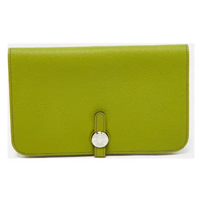 Hermes Anis Green Taurillon Togo Leather Dogon Duo Wallet