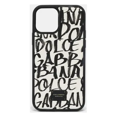 Dolce & Gabbana Black/White Graffiti Dauphine Leather iPhone 12/12 Pro Case