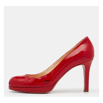 Christian Louboutin Red Patent Leather New Simple Platform Pumps Size