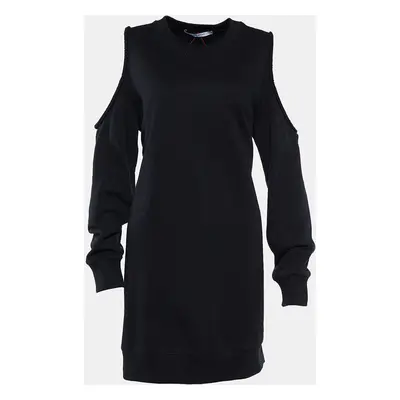 Givenchy Black Cotton Eye Embroidered Cold Shoulder Shift Dress