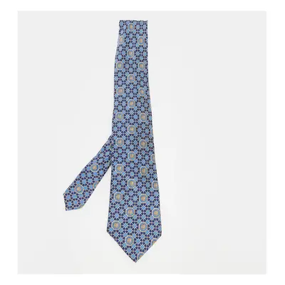 Lanvin Blue Geometric Motif Silk Tie