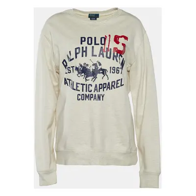 Polo By Ralph Lauren Cream Logo Print Crew Neck Sweatshirt