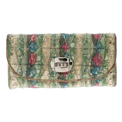 Miu Miu Multicolor Embellished Jacquard Wallet