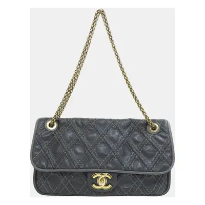 Chanel Black Calfskin Leather Chain Shoulder Coco Mark Bag