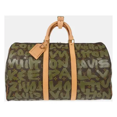 Louis Vuitton Khaki Monogram Graffiti Keepall Duffle bag