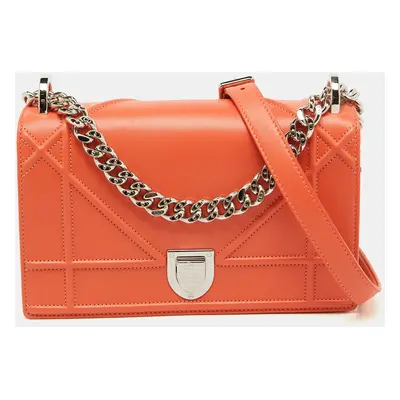 Dior Coral Orange Leather Diorama Shoulder Bag