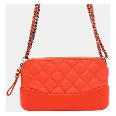 Chanel Orange Leather Gabriel De Mini Chain Shoulder Bag