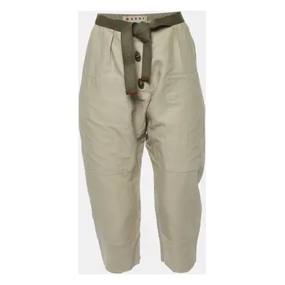 Marni Beige Linen Belted Capri Pants