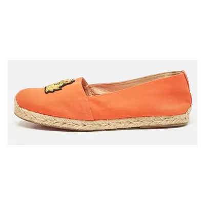 Christian Louboutin Orange Canvas Gala Espadrille Flats Size