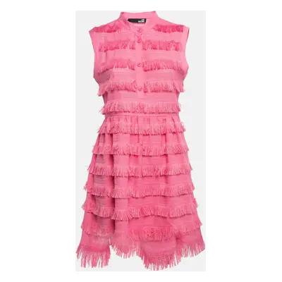 Love Moschino Pink Cotton Fringed Detail Shirt Dress