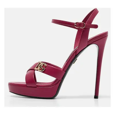 Dolce & Gabbana Purple Leather Olimpya Crisscross Platform Sandals