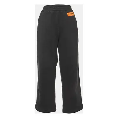 Heron Preston Black Cotton Logo Tape Detail Sweatpants