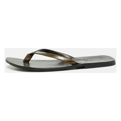 Dolce & Gabbana Brown Patent Leather Flat Sandals Size 40.5