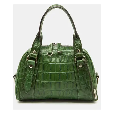 Miu Miu Green Alligator Zip Satchel