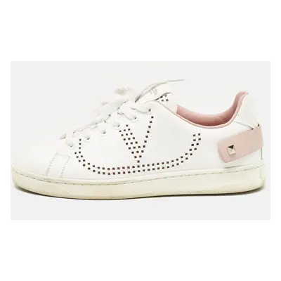 Valentino White/Pink Leather Backnet Sneakers Size