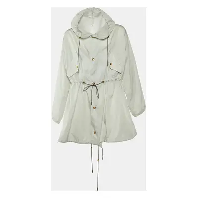 Versace Pale Grey Nylon Button Front Rain Jacket