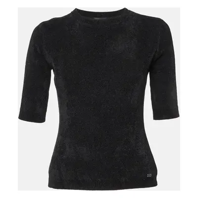 Elisabetta Franchi Black Knit Round Neck Sweater