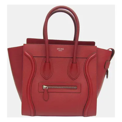 Celine Dark Red Leather Micro Luggage Satchel