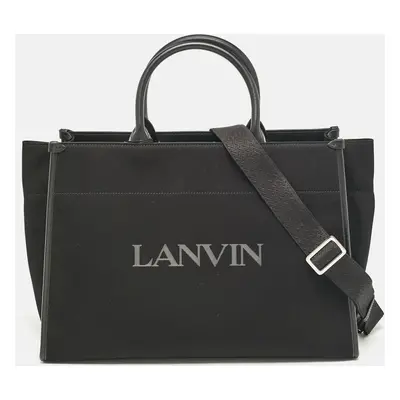 Lanvin Black Canvas and Leather Medium In & Out Tote