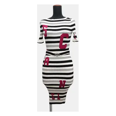 Chanel White/Black Silk84% Elastine16% Knit Dress Size