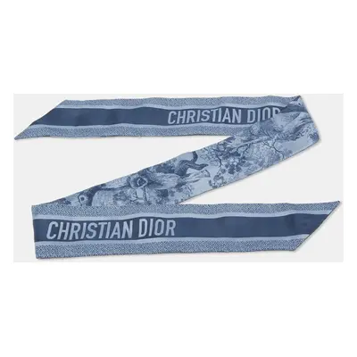 Dior Blue Silk Toile de Jouy Sauvage Mitzah Scarf