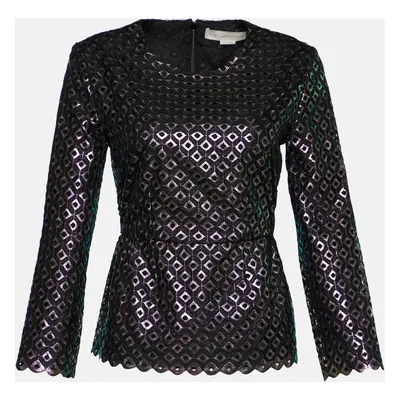 Stella McCartney Black Cutwork Peplum Top