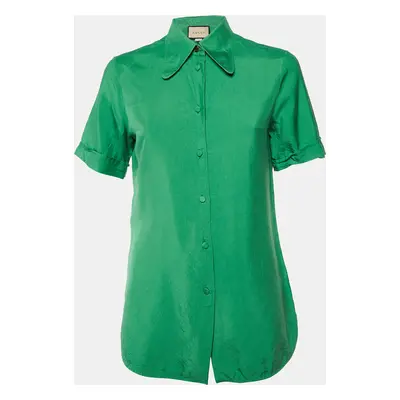 Gucci Green Silk Button Front Shirt