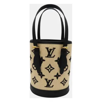 Louis Vuitton Black Beige Canvas Nano Bucket Bag