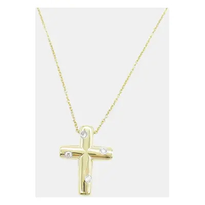 Tiffany & Co. 18K Yellow Gold and Platinum Etoile Diamond Cross Pendant Necklace