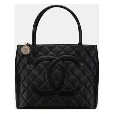 Chanel Black Caviar Skin Reprint Tote Coco Mark Bag