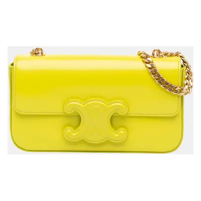 Celine Yellow Triomphe Calfskin Cuir Chain Shoulder Bag