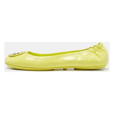 Tory Burch Neon Yellow Leather Scrunch Ballet Flats Size